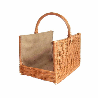 Proutěný koš na dřevo střední s polstrováním