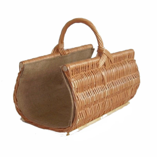 Proutěné koše na dřevo tunel střední s látkou