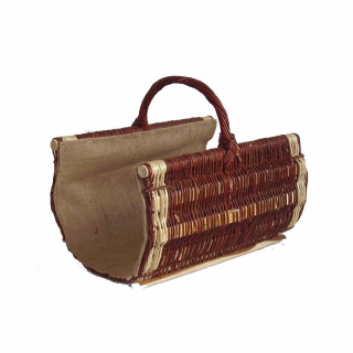 Proutěné koše na dřevo tunel menší černý s látkou