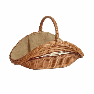 Proutěný koš na dřevo s látkou velký