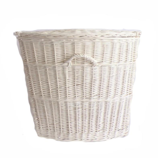 Proutěný koš na prádlo rohový větší bílý