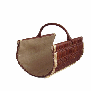 Proutěné koše na dřevo tunel velký černý s látkou